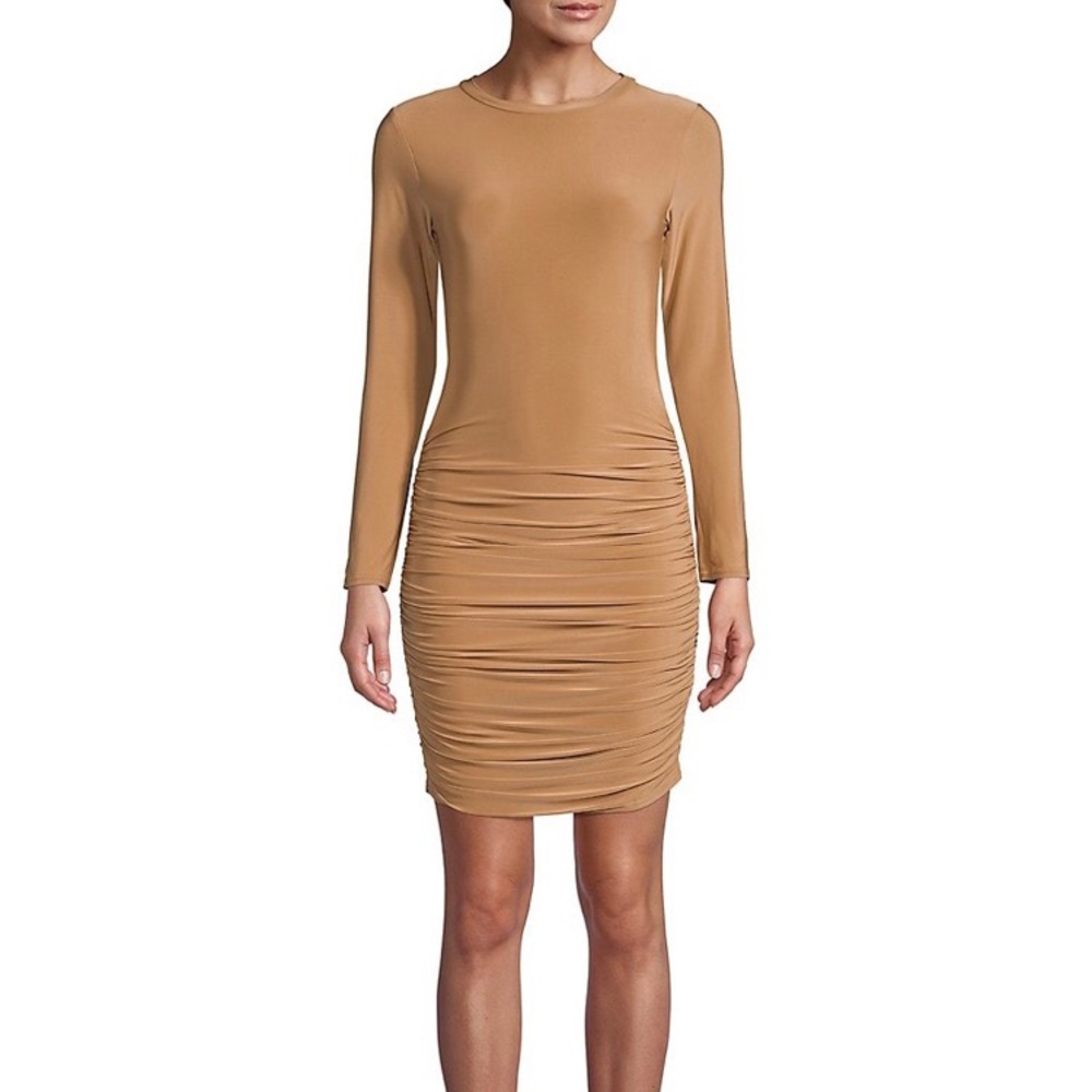 MISSGUIDED | Ruched Bodycon Dress | Sandy Beige |8